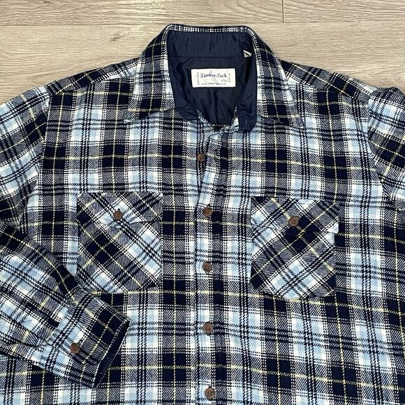 Mens Flannel Shirt L Work Shacket Plaid Twill Button Up Warm Layering - Picture 1 of 6